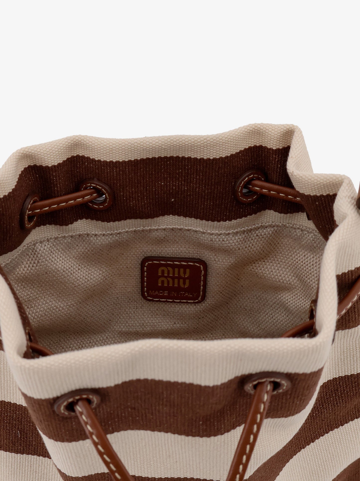 Canvas striped bucket bag