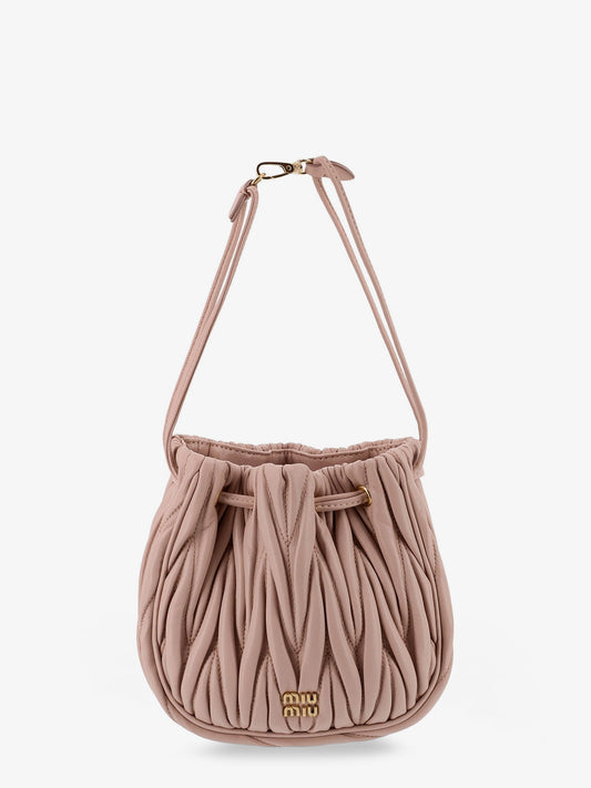 Matelassé leather bucket bag