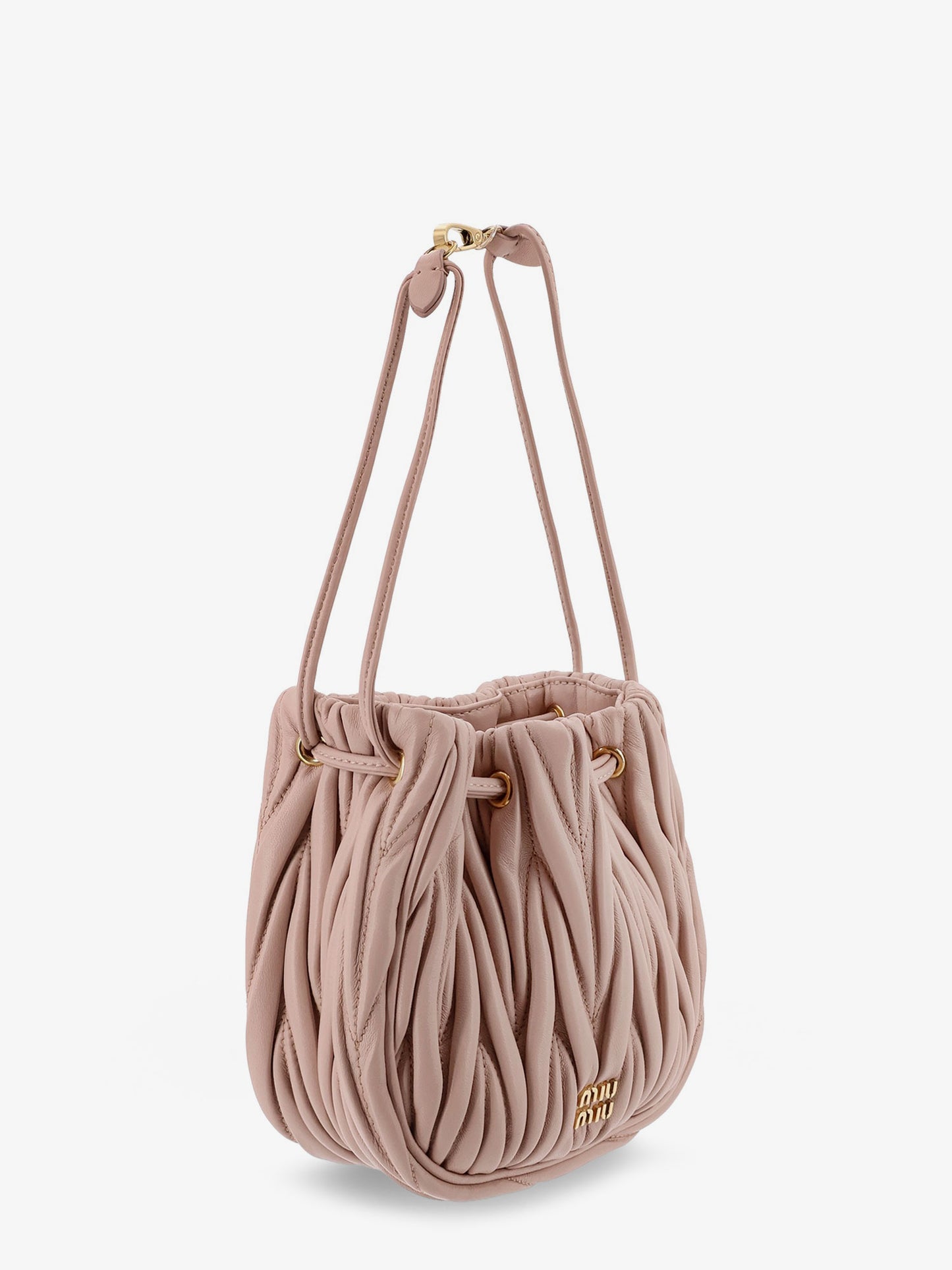 Matelassé leather bucket bag