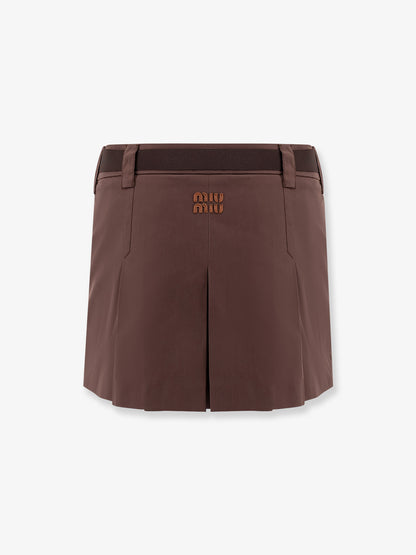 Panama pleated mini skirt with belt thumbnail