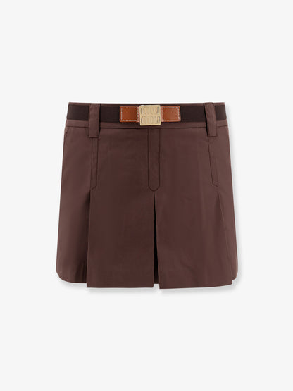 Panama pleated mini skirt with belt thumbnail