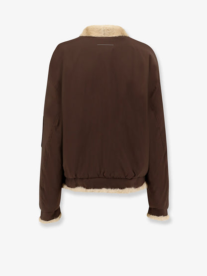 Reversible nylon and faux shearling bomber jacket thumbnail