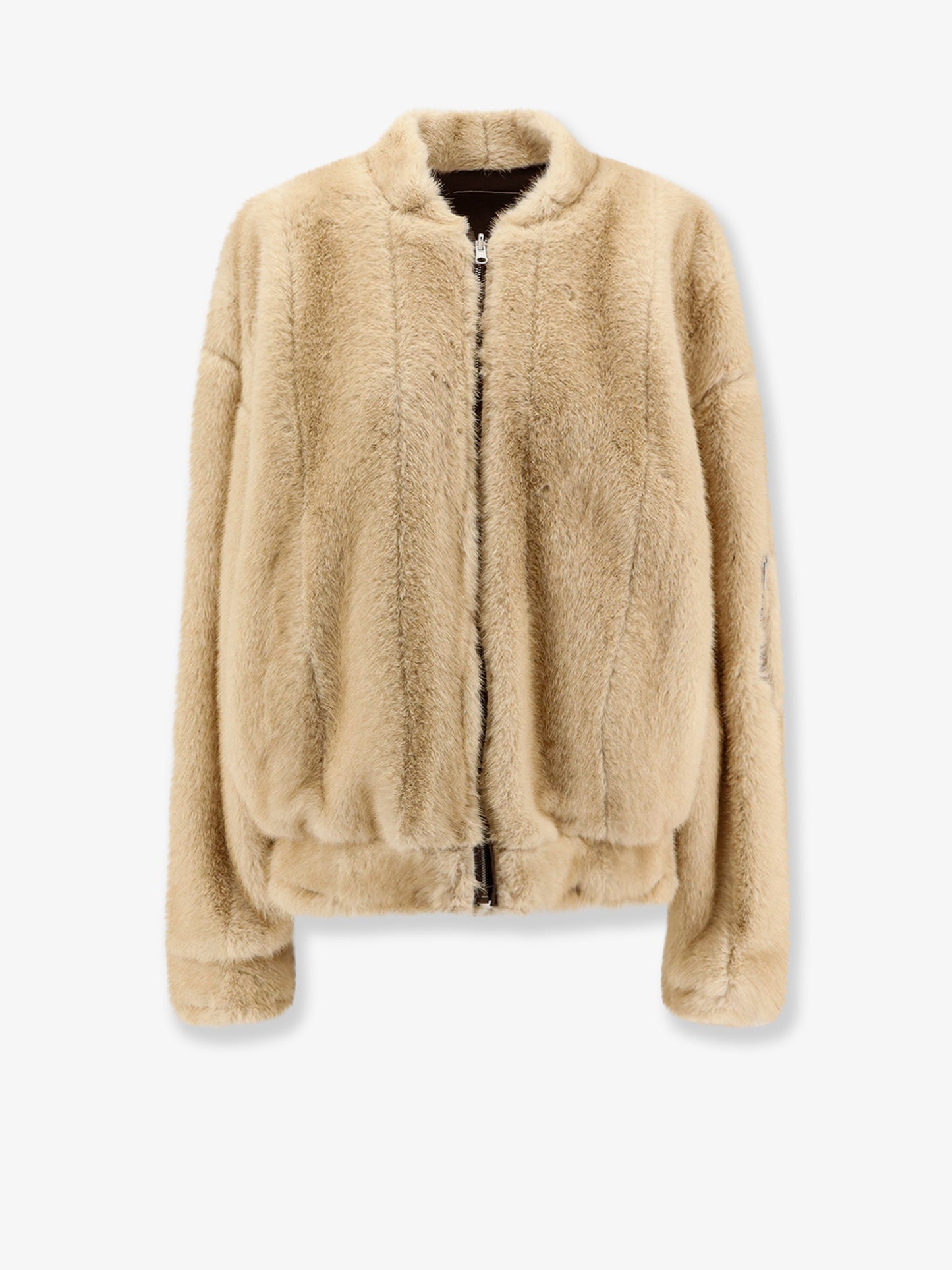 Reversible nylon and faux shearling bomber jacket