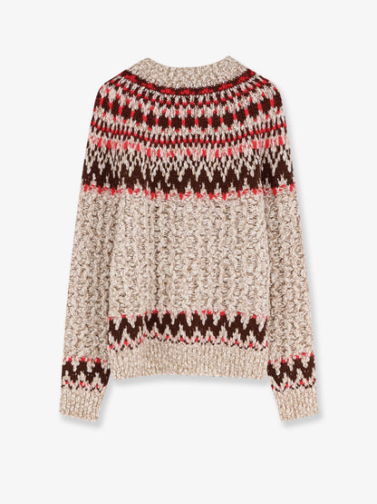 Jacquard wool blend sweater with geometric pattern thumbnail