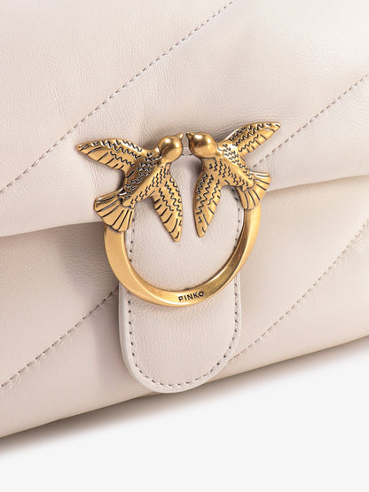 Matelassé leather shoulder bag with iconic love birds buckle thumbnail