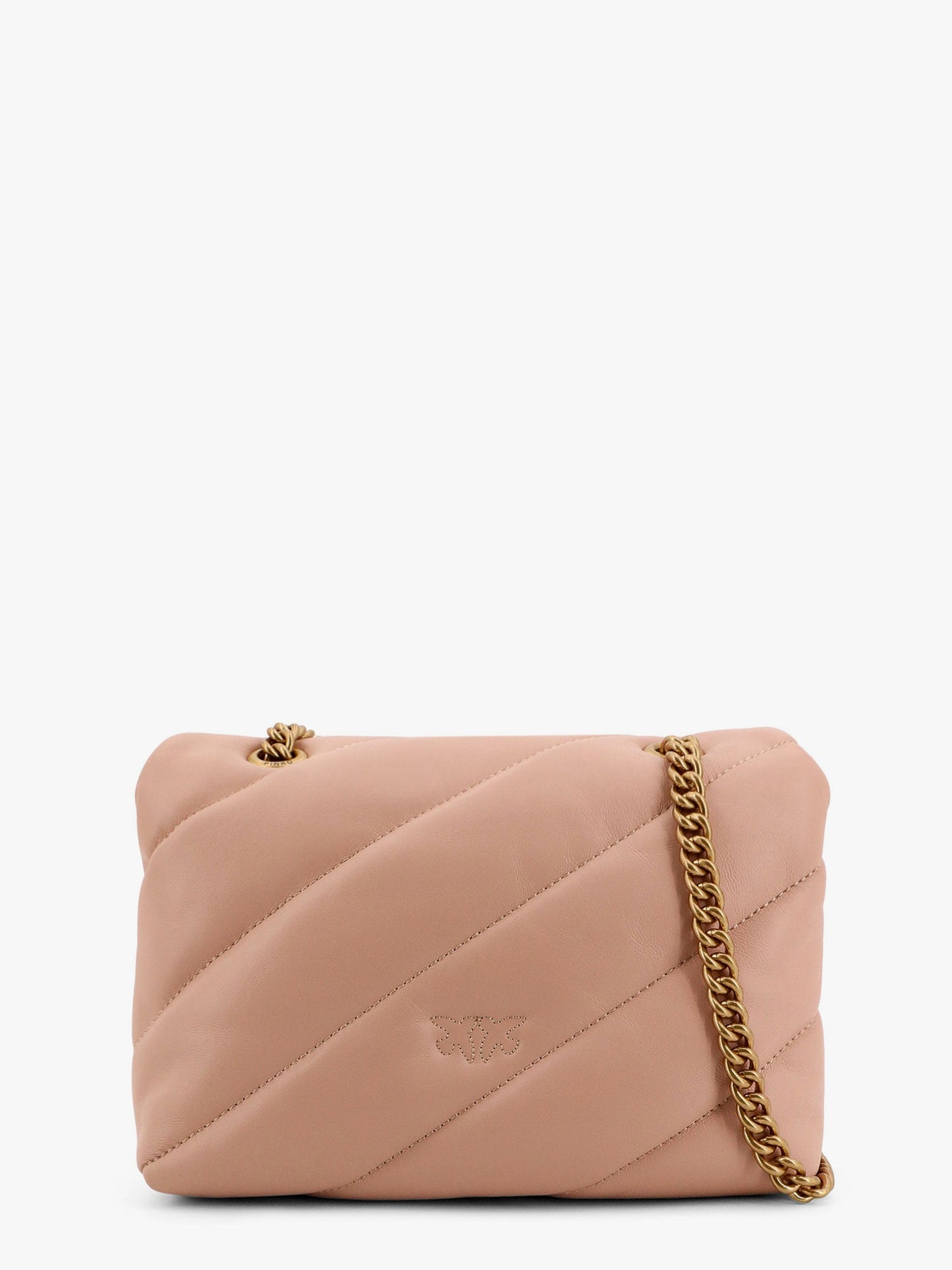 Matelassé leather shoulder bag with iconic love birds buckle