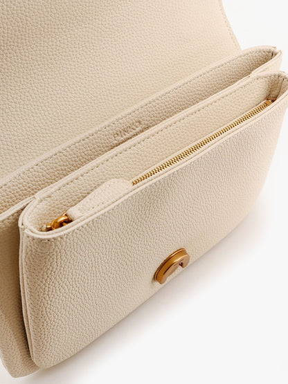 Leather shoulder bag with metal love birds buckle thumbnail