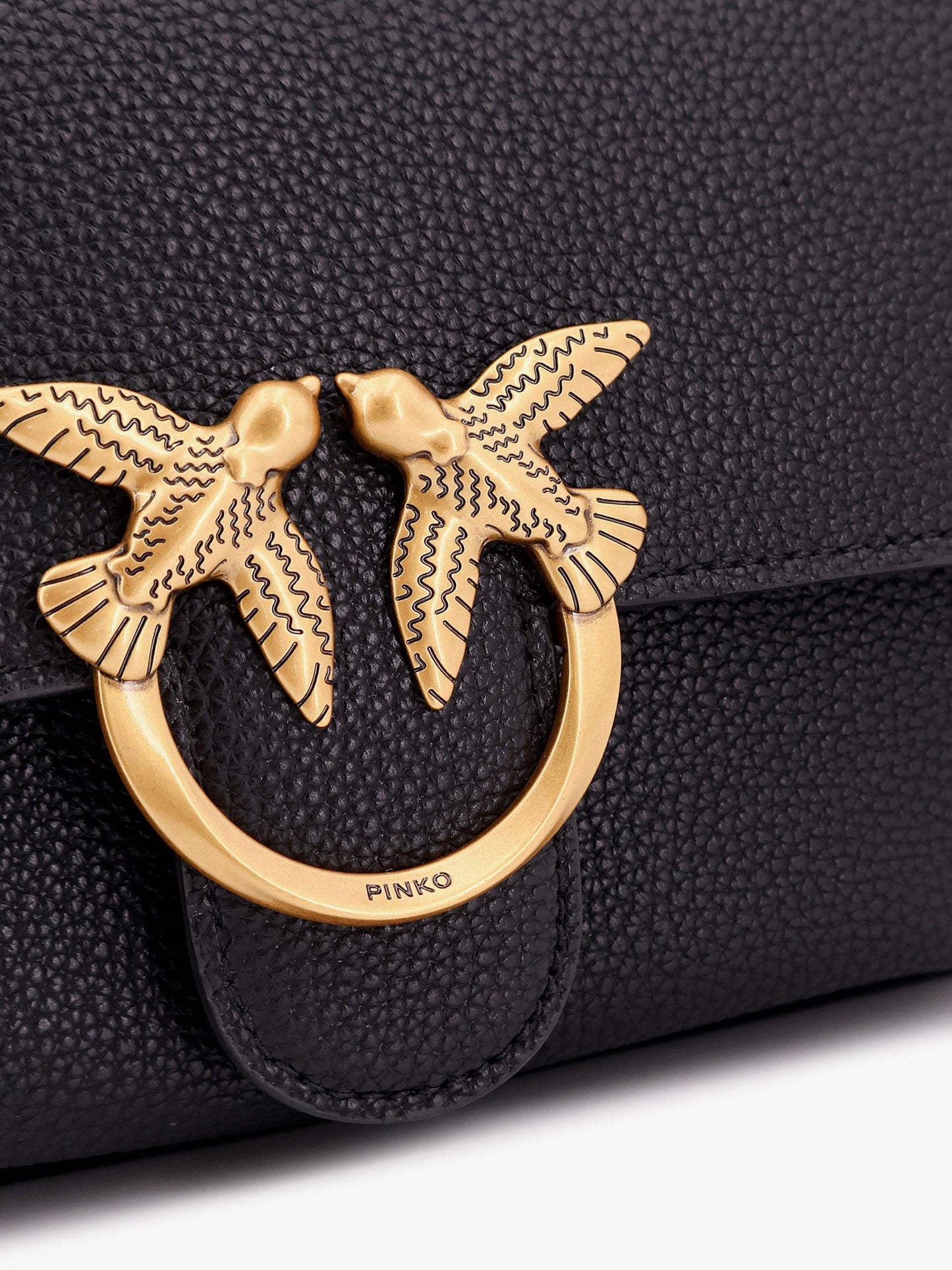 Borsa a tracolla in pelle con fibbia love birds in metallo