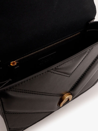 Matelassé leather shoulder bag with love birds buckle thumbnail