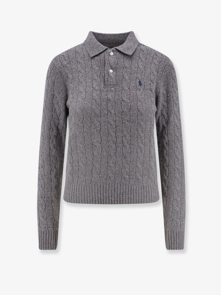 Grey Heather Ralph Lauren Damen Pullover Grau Cable Knit Wool And Cashmere  Polo Sweater POLO RALPH LAUREN