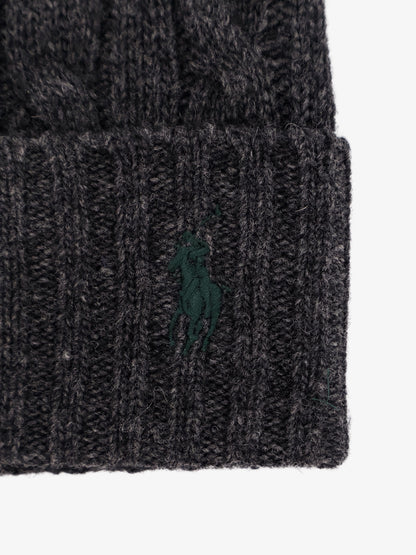 Wool blend cable knit beanie hat thumbnail