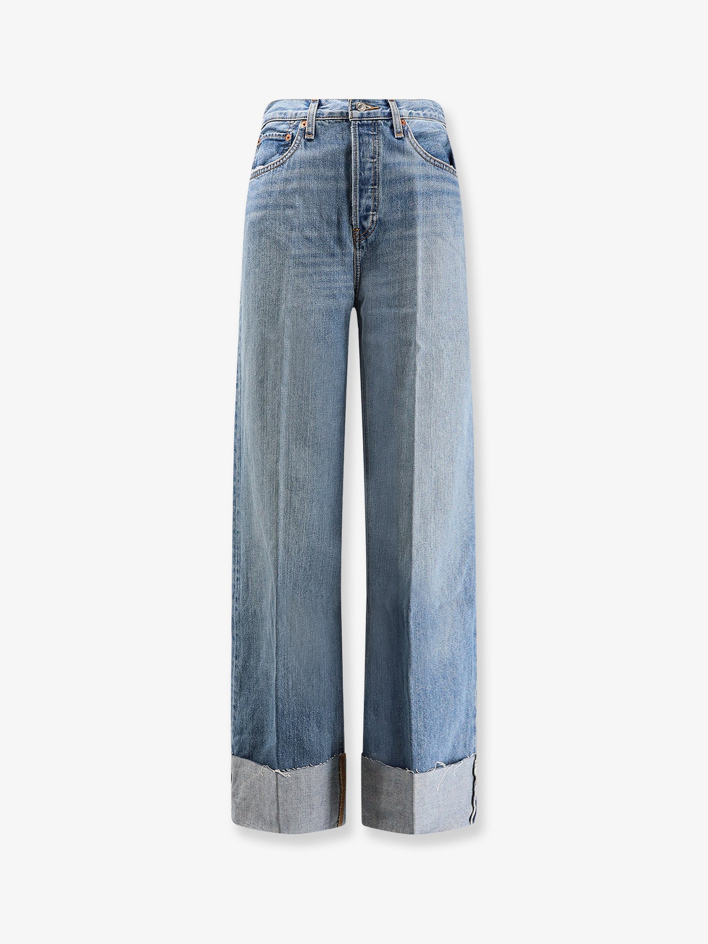 Jeans with raw cut cuff