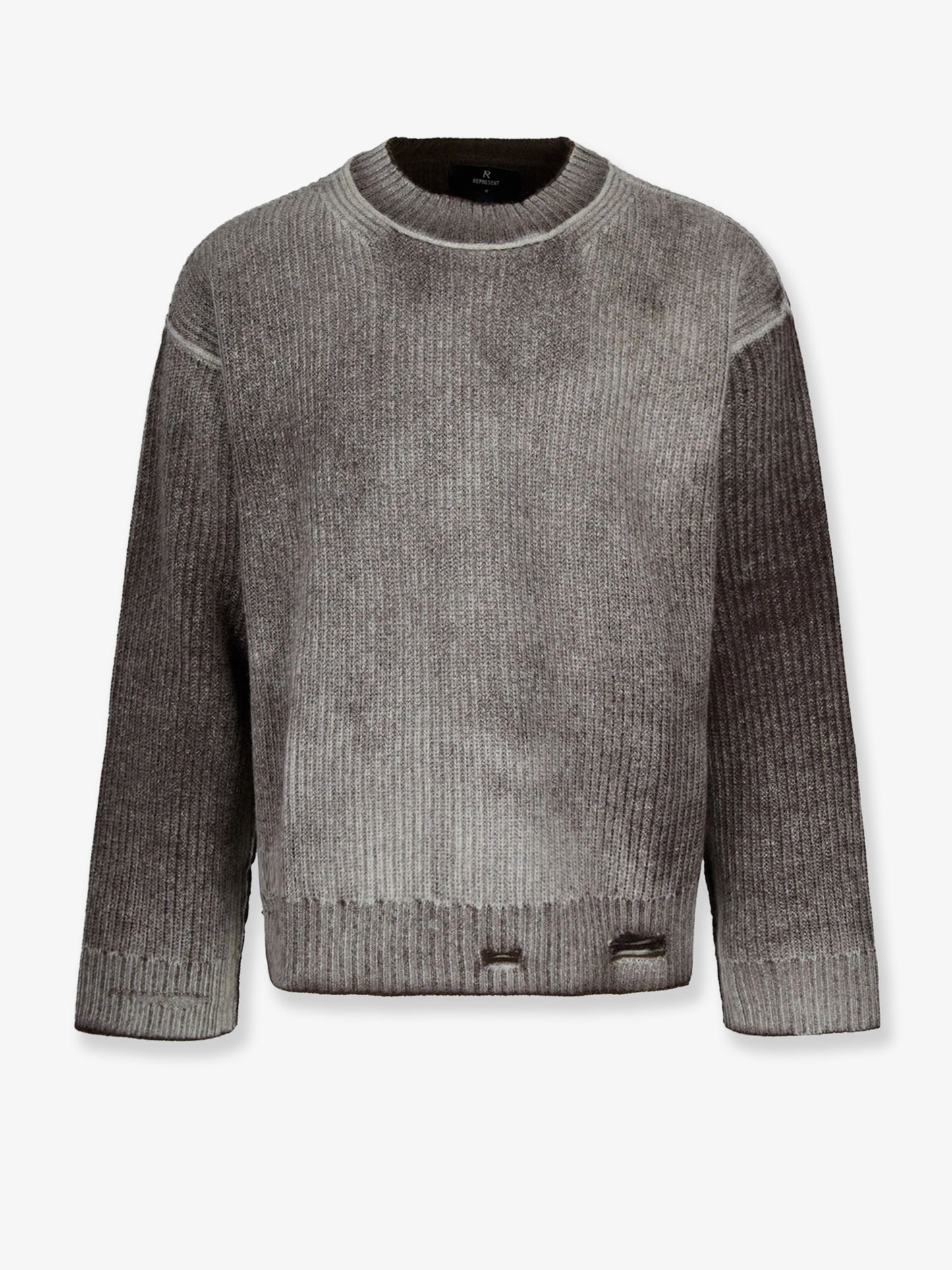 Reversible wool sweater with destroyed effect