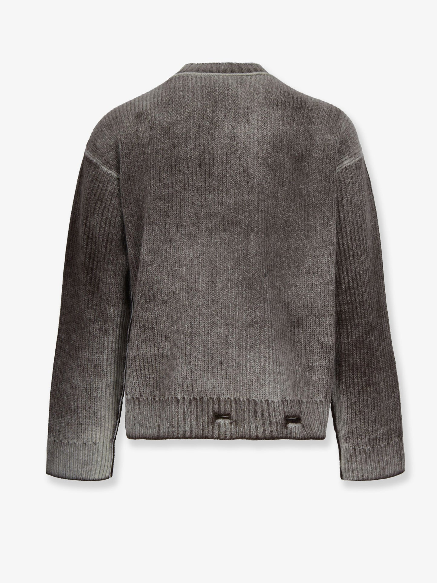 Reversible wool sweater with destroyed effect