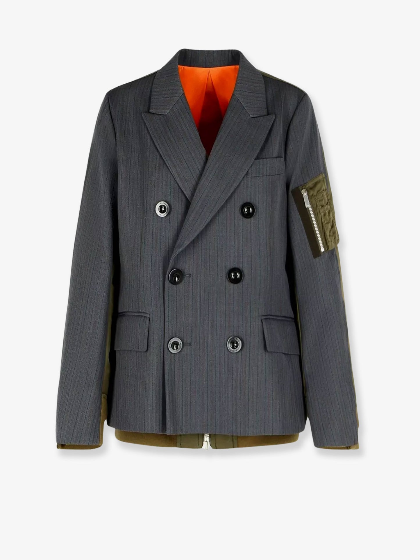 Double-breasted wool and nylon blazer