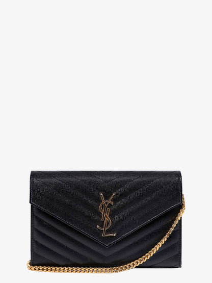 Pochette Cassandre grain-de-poudre leather clutch with shoulder strap thumbnail