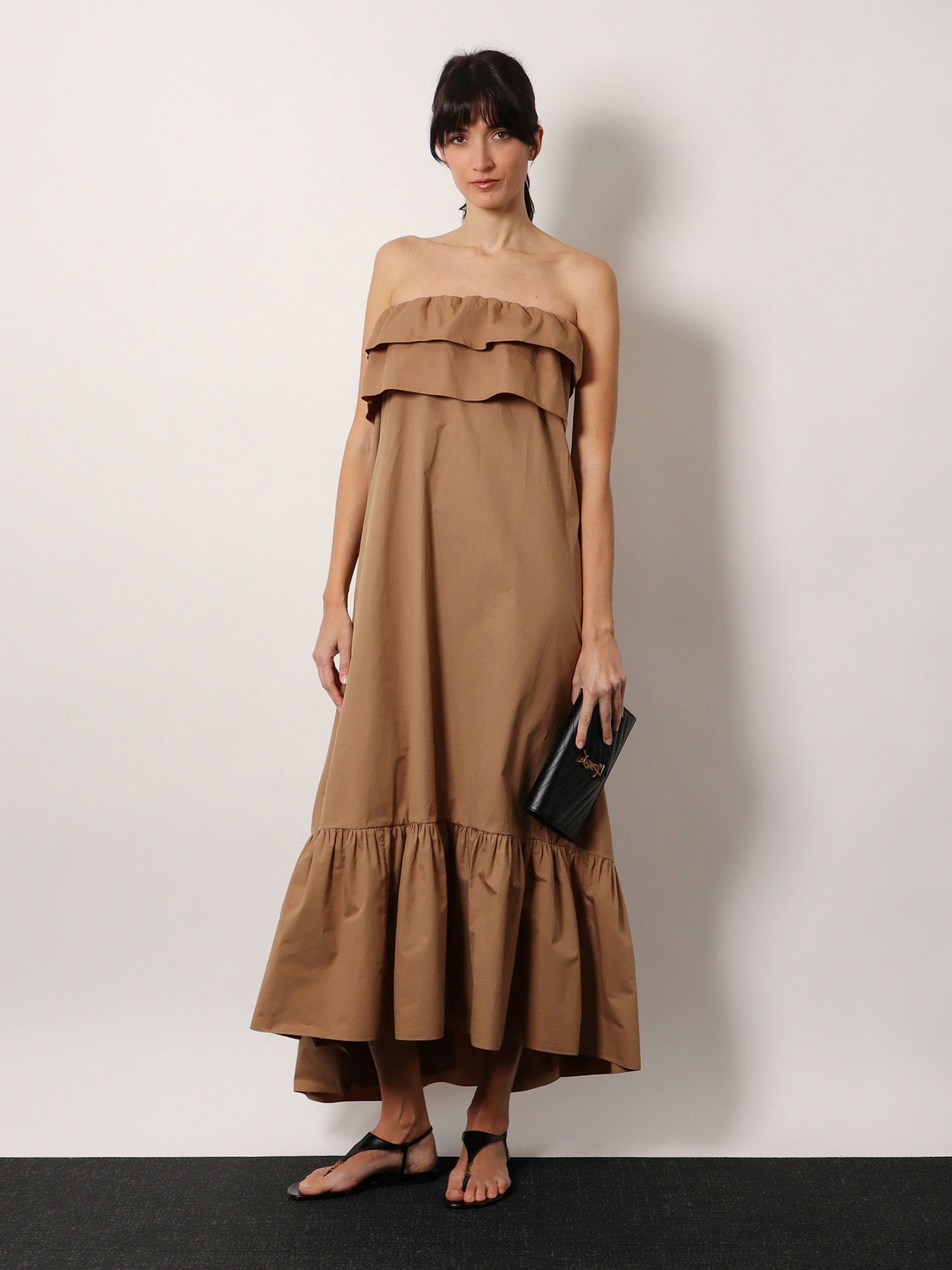 Pochette Cassandre grain-de-poudre leather clutch with shoulder strap