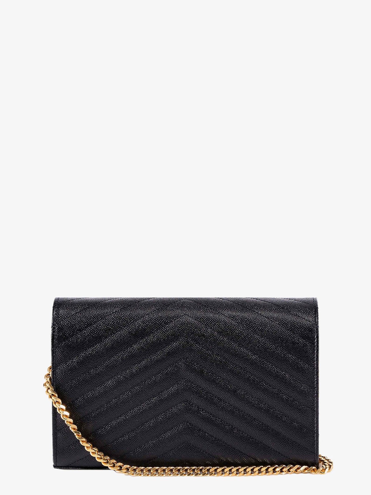 Pochette Cassandre grain-de-poudre leather clutch with shoulder strap