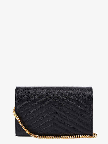 Pochette Cassandre grain-de-poudre leather clutch with shoulder strap thumbnail