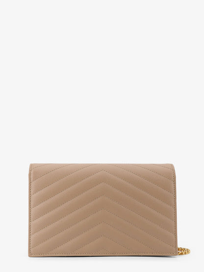 Envelope grain-de-poudre leather clutch bag with Cassandre chain