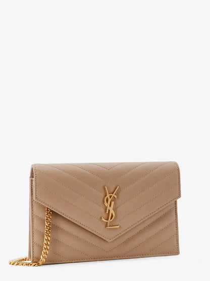 Envelope grain-de-poudre leather clutch bag with Cassandre chain