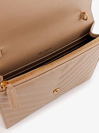 Envelope grain-de-poudre leather clutch bag with Cassandre chain