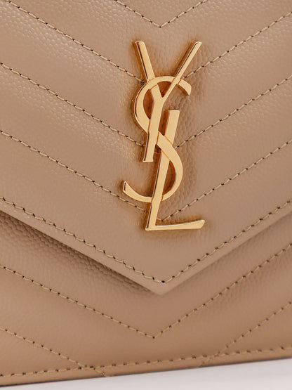 Envelope grain-de-poudre leather clutch bag with Cassandre chain