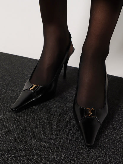 Babylone 90 Pum leather slingback pumps thumbnail