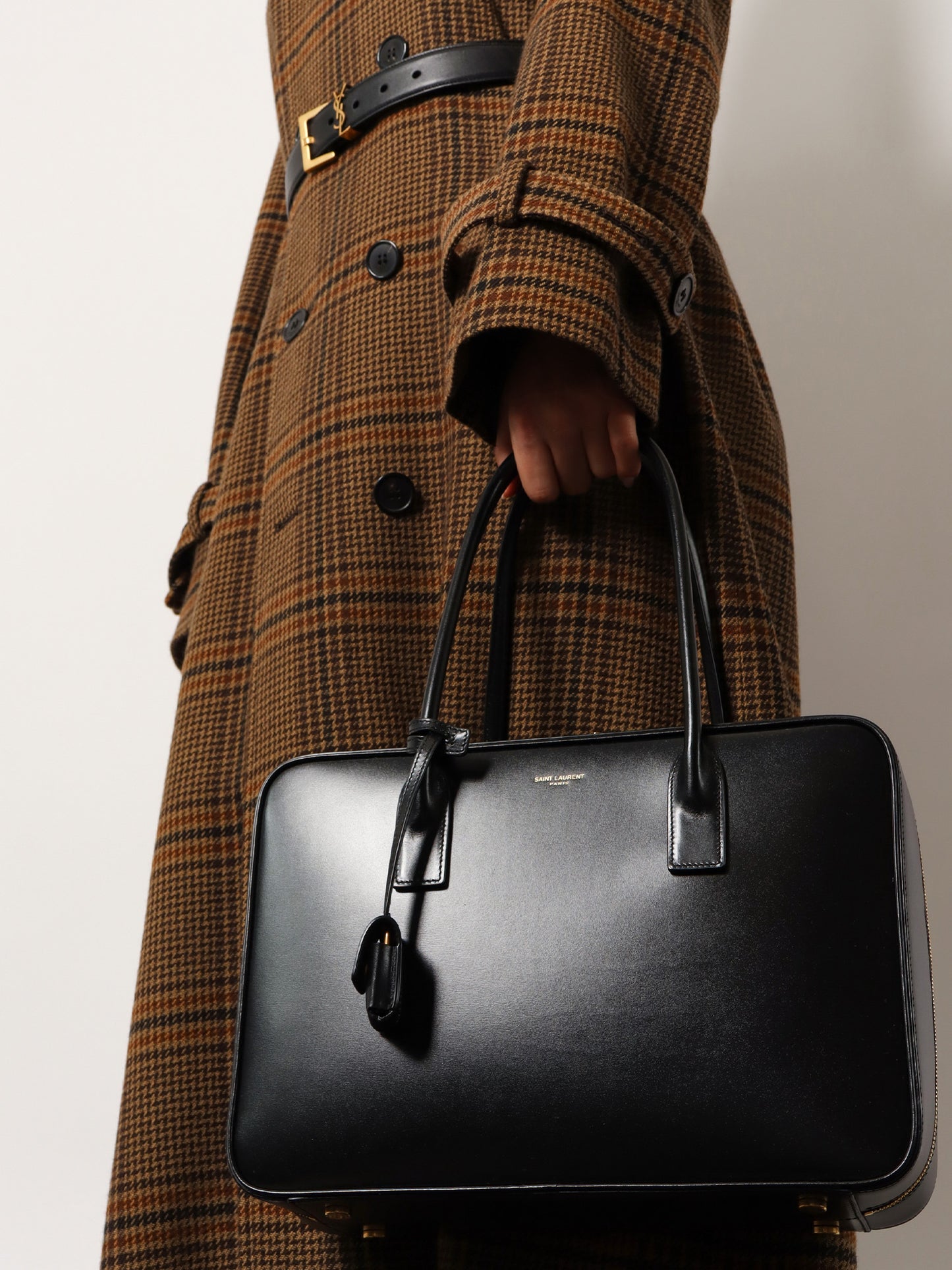 Sac de Jour in Box leather handbag with metal padlock detail