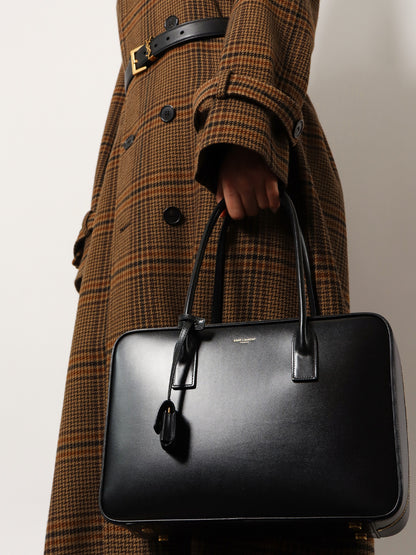 Sac de Jour in Box leather handbag with metal padlock detail thumbnail