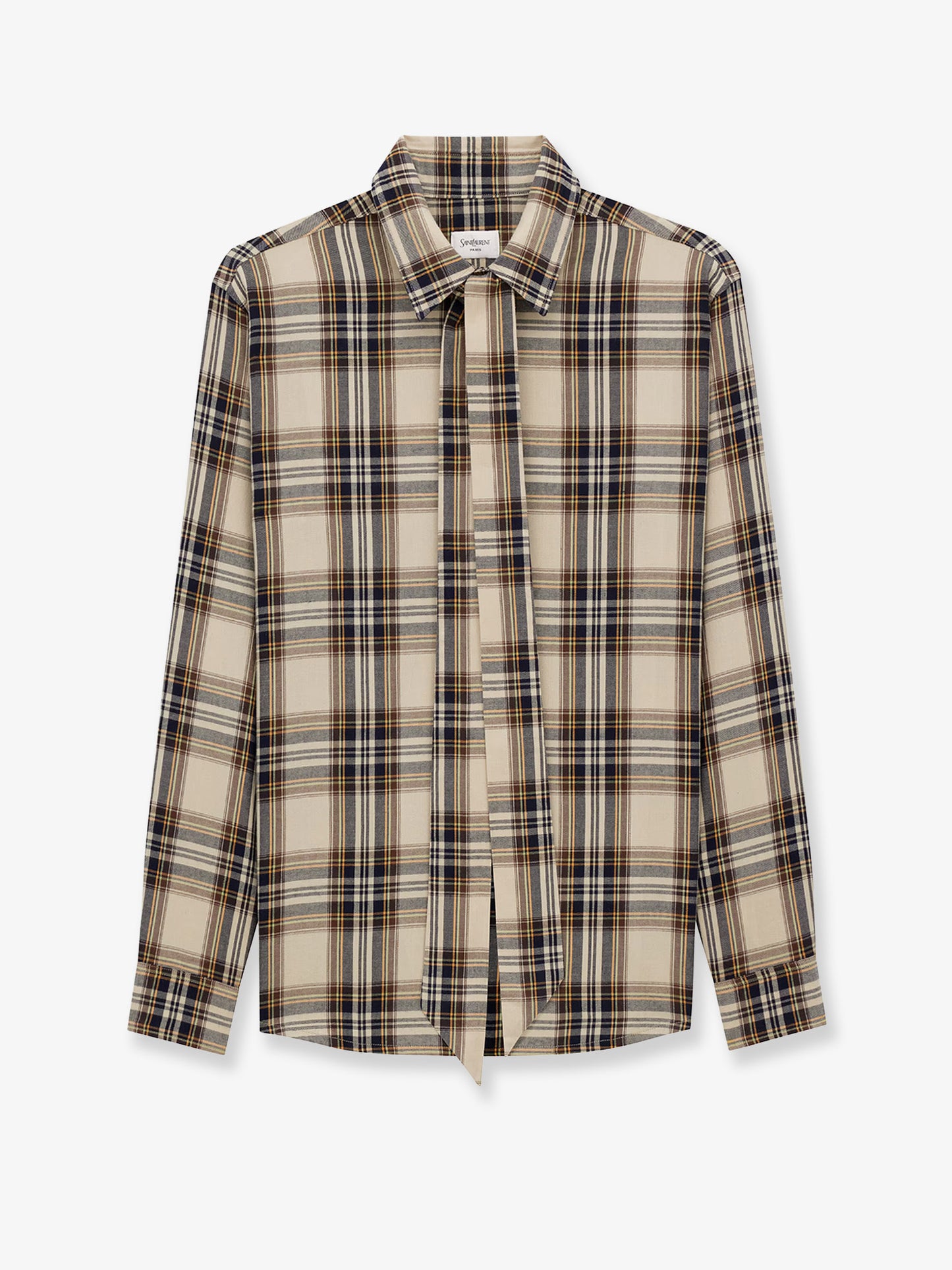 Cotton tartan lavallière shirt