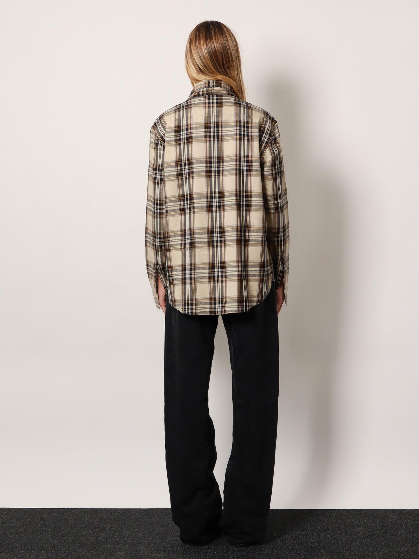 Cotton tartan lavallière shirt
