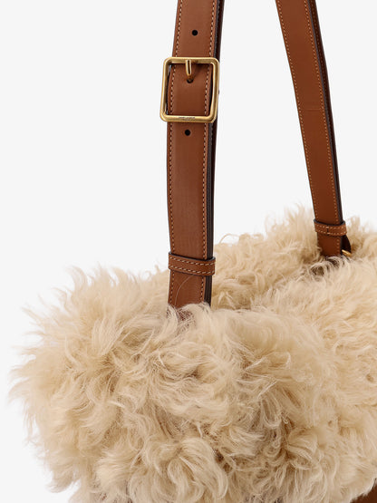 Suede shoulder bag with shearling profile thumbnail