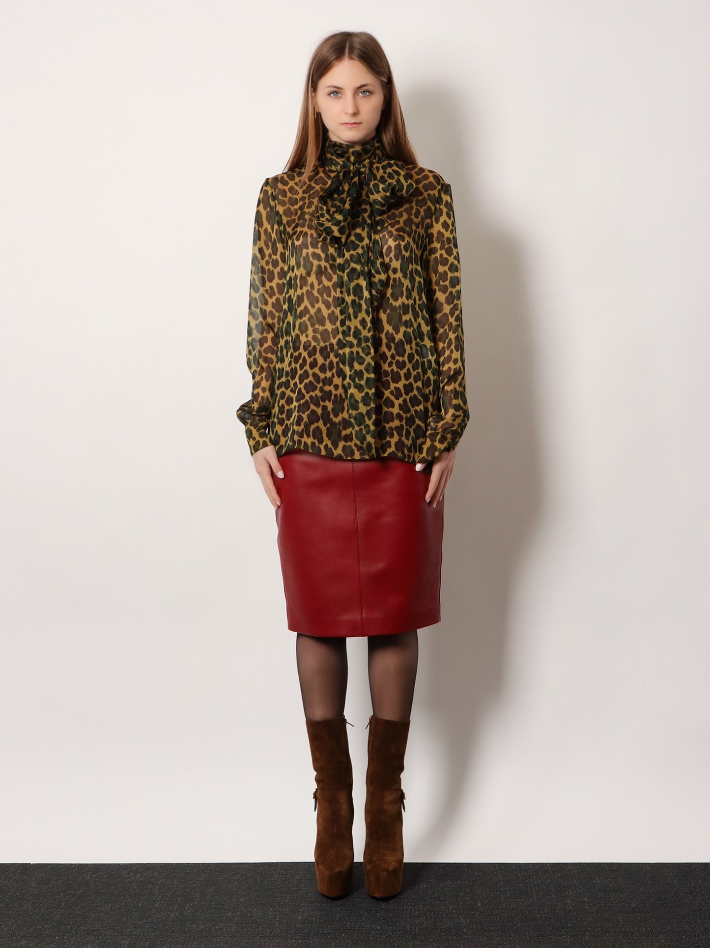 Silk shirt with lavallière neckline