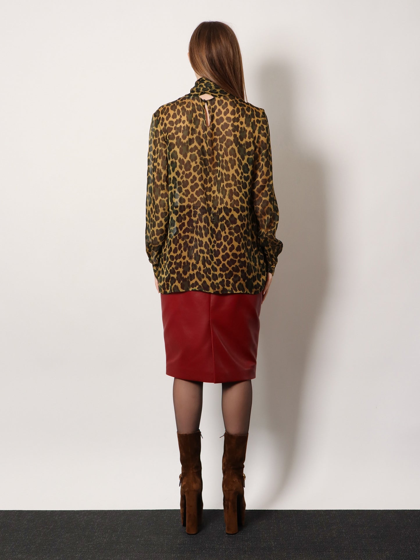 Silk shirt with lavallière neckline