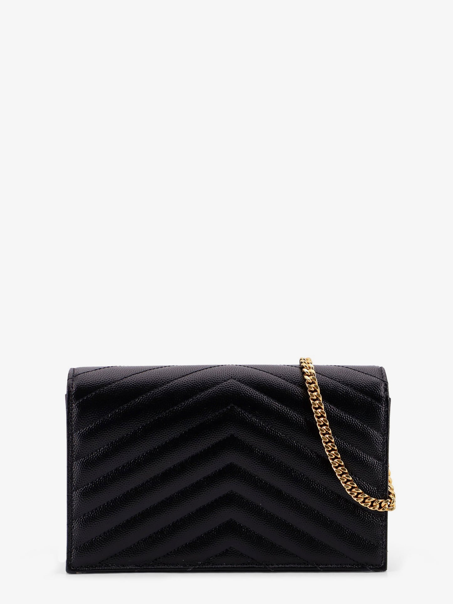 Envelope leather wallet crossbody bag with chain shoulder strap