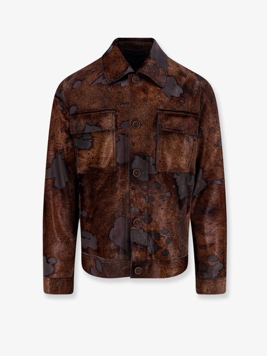 Jaly suede jacket with camouflage print