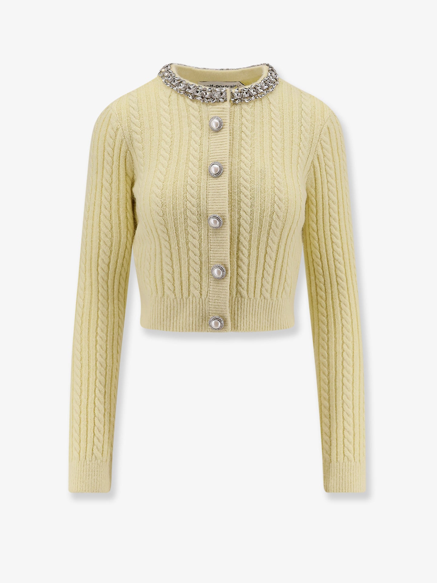 Wool blend cardigan with rhinestones