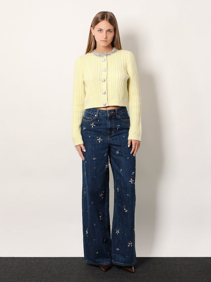 Wool blend cardigan with rhinestones thumbnail