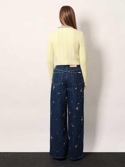 Wool blend cardigan with rhinestones thumbnail