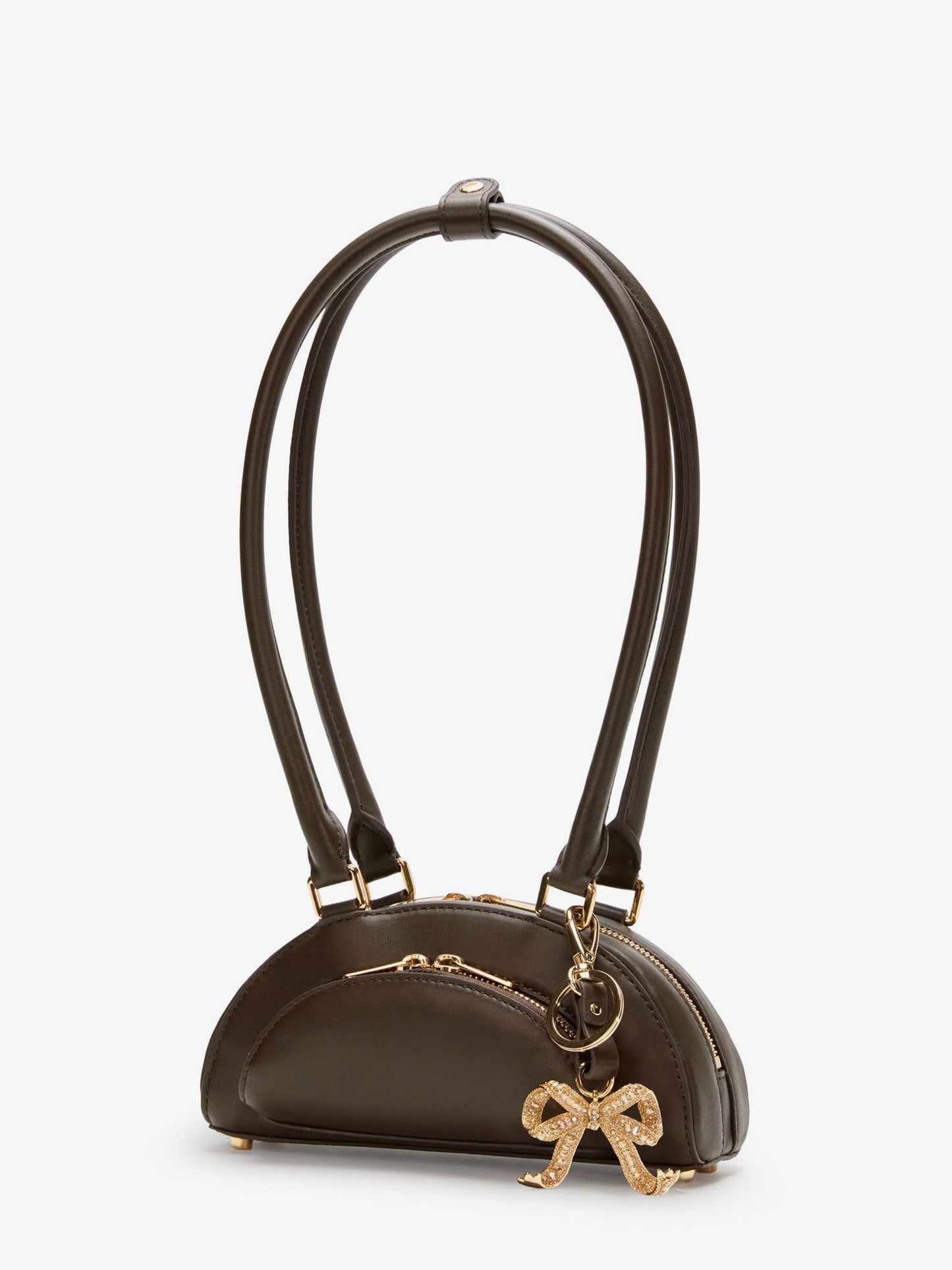 Leather shoulder bag with charms