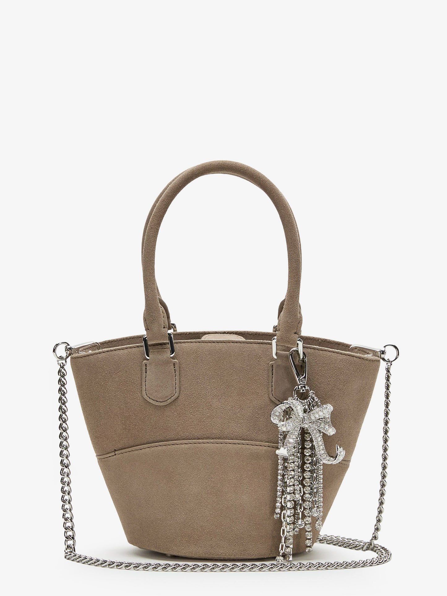 Suede shoulder bag with charms