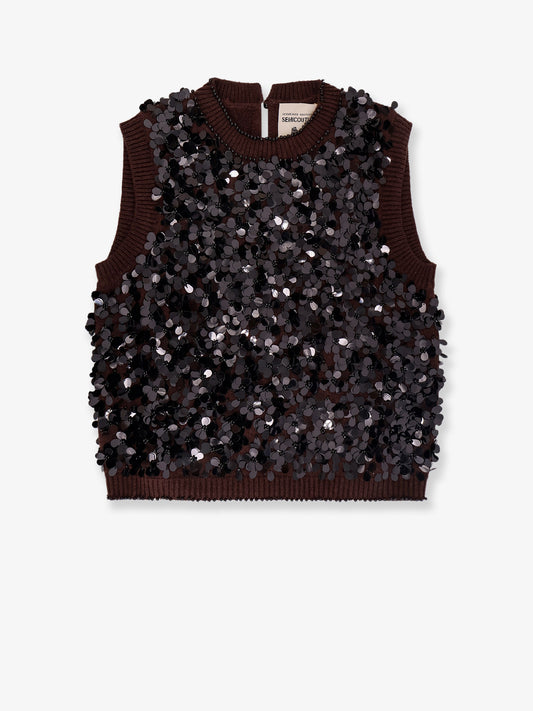 Wool and cashmere vest with sequins