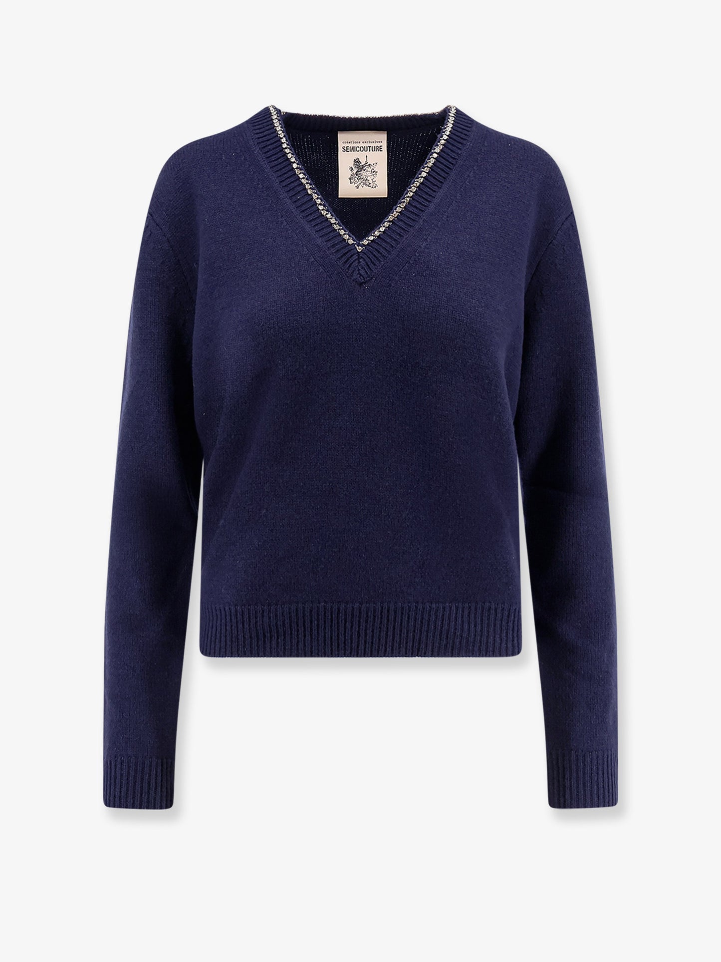 Wool and cashmere sweater with rhinestones