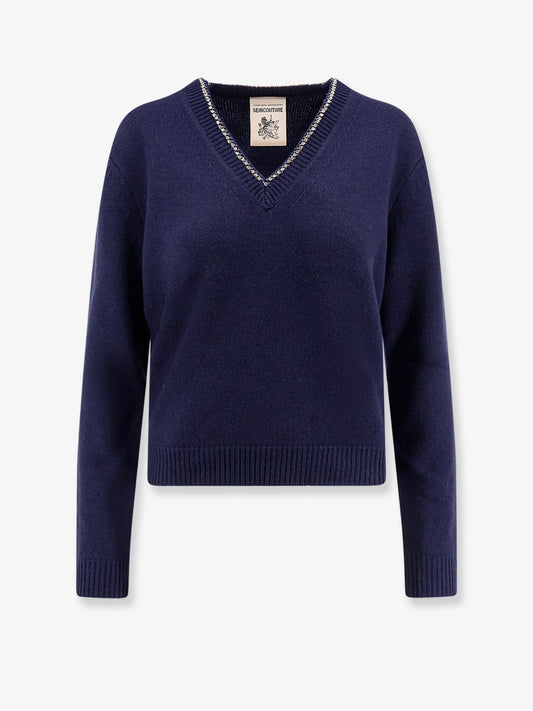 Wool and cashmere sweater with rhinestones