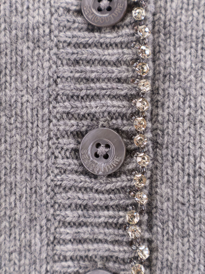 Wool and cashmere cardigan with rhinestones thumbnail