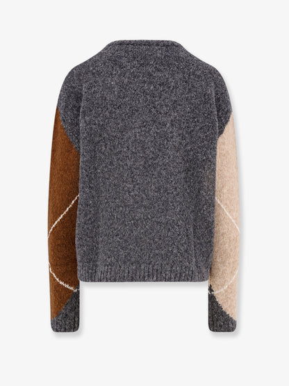 Wool and alpaca blend diamond-patterned sweater thumbnail