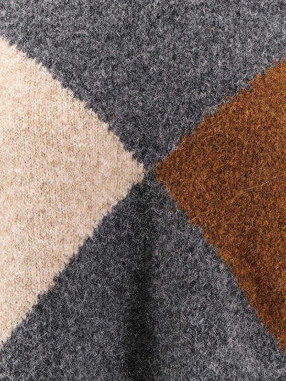 Wool and alpaca blend diamond-patterned sweater thumbnail