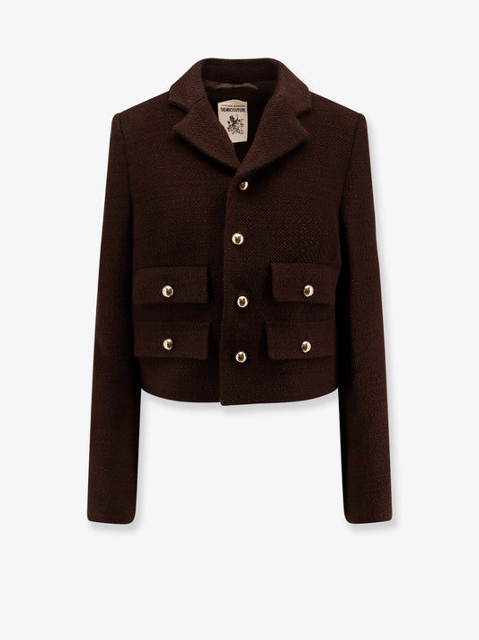 Wool blend blazer with metal buttons