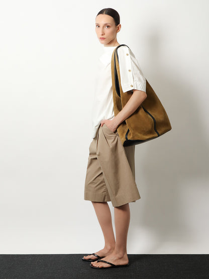 Borsa a spalla Douce in suede e pelle thumbnail